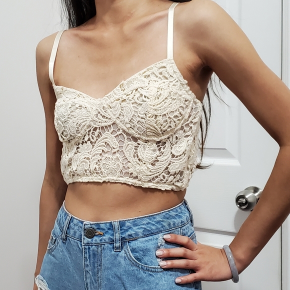 Urban Behavior Tops - Crochet Bustier Boho Cropped Tank Top